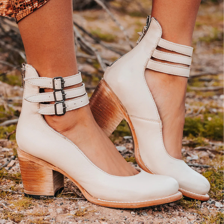 MARGAUX™ - Handcrafted Leather Heels with Boho Buckle Straps